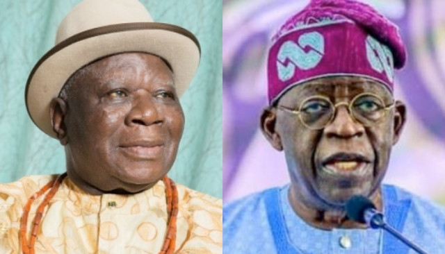 Photo of Chief Edwin Clark and President Bola Tinubu